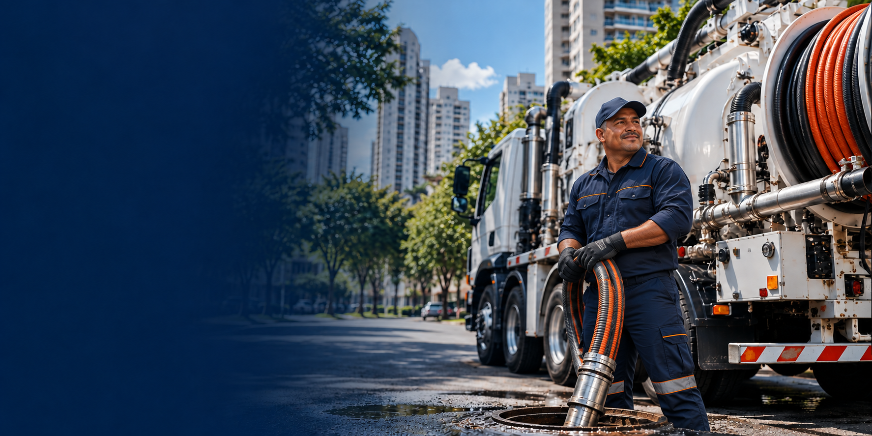 Profissional AMIL Desentupidora 24h com caminhão operacional
